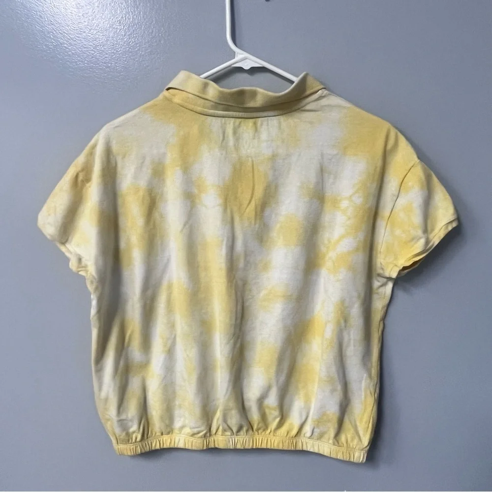 Justice Girls Size xl plus‎ yellow tie dye cinch bottom polo summer embroidered